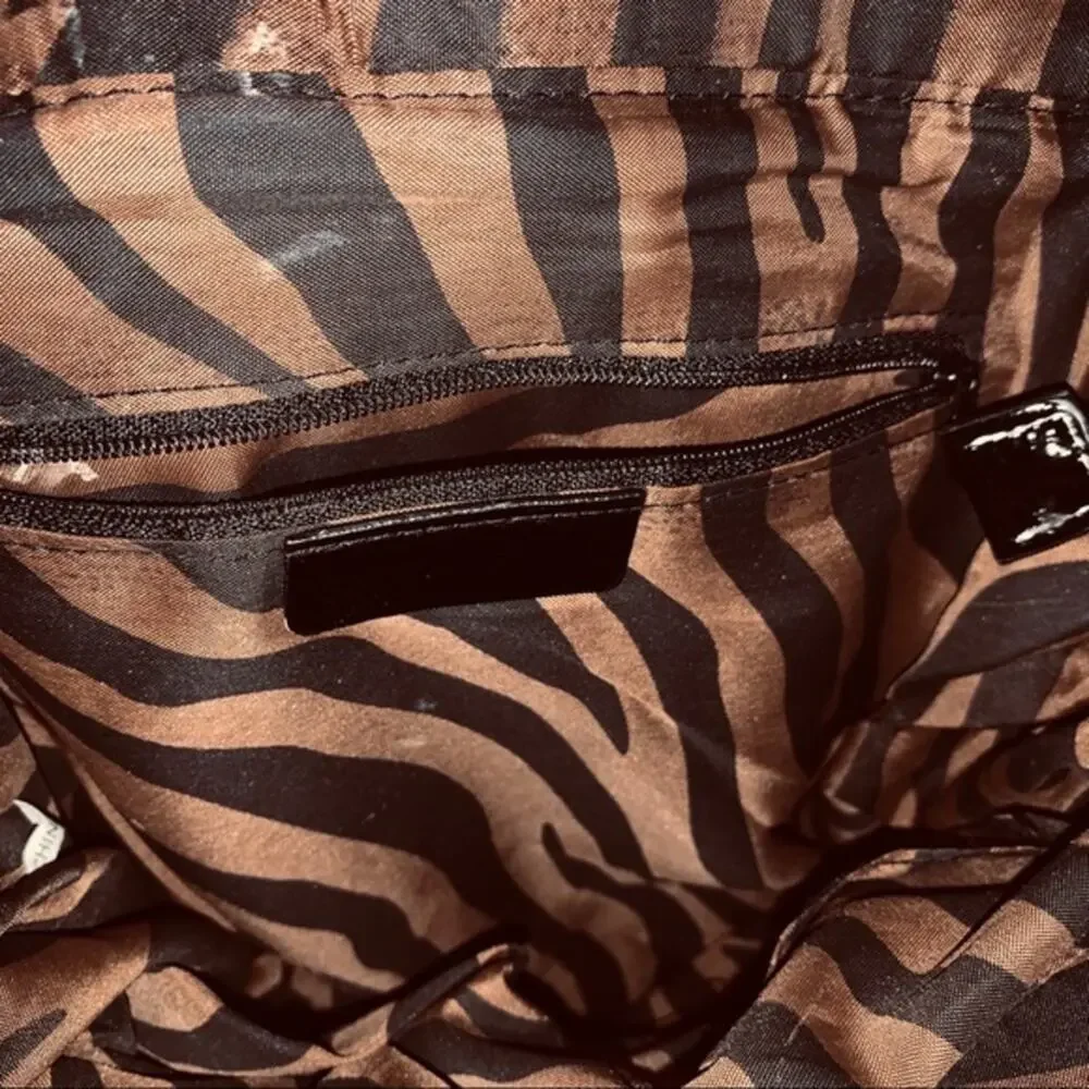 Zebra print big flower floral  rhinestone handbag‎ shoulder bag large - Picture 8 of 10